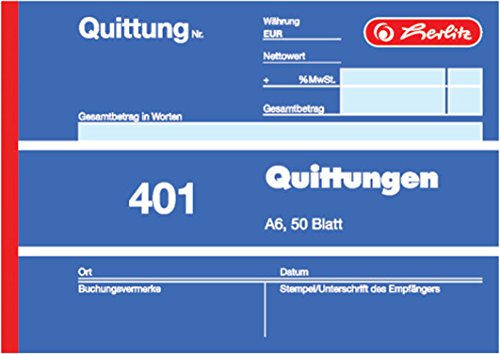 Herlitz Quittungsblock 401, A6 quer, 50 Blatt