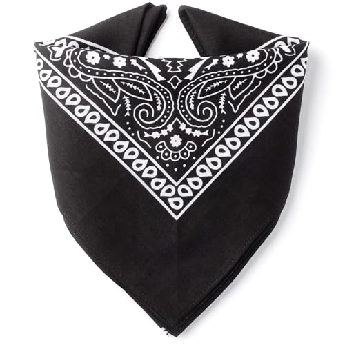 Karl Loven Bandana Schwarz 100% Baumwolle Premium-Qualität für Damen Herren Halstuch Kopftuch original Paisley Muster Headwear Haar Schal Ansatz Handgelenk Kopf Biker