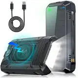 49800mAh Solar Powerbank, PD 30W USB C Solar Ladegerät Schnellladen mit 2 Kabeln, 3 Port (2 USB & 1 Type-c), 15W Wireless Charger, LED Leuchtanzeigen, Taschenlampe, Externe Handy-Akkus für Smartphone