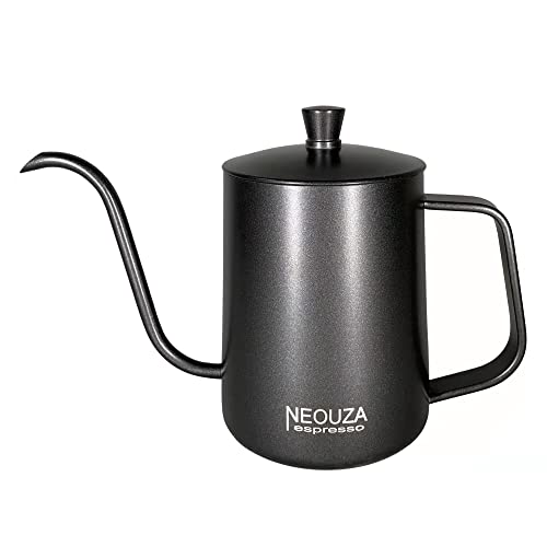 NEOUZA Pour Over Kaffeekocher, Schwanenhals, Wasserkessel, Edelstahl, 600 ml, Schwarz