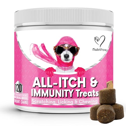 NutriPaw All-Itch Immunitäts-Leckerlis für Hunde - Beruhigt juckende Pfoten, Augen, Ohren, Haut - Beendet Jucken, Lecken, Kratzen - Perfekt für alle Hunde - Unterstützt saisonales Jucken