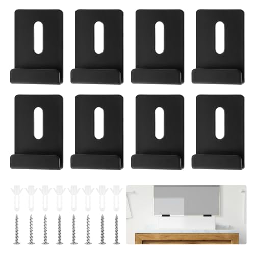8 Sätze Spiegelklammern, Edelstahl Wandspiegelklammern, Schwarze Spiegelbefestigung Clips mit Schrauben und Dehnungsrohren zur Befestigung von rahmenlosen Spiegeln im Bad Werbetafeln