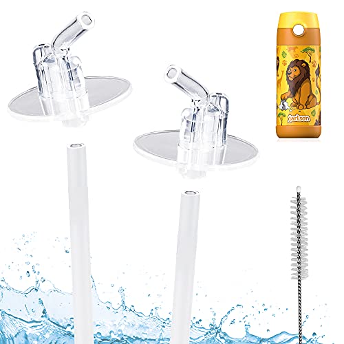 JARLSON® Ersatzstrohhalm + Strohhalmbürste für 350ml Jarlson Edelstahl Kinder Trinkflasche "CHARLI" - 2er Pack - 2 Silikon Mundstücke, 2 Strohhalm Erweiterungen und 1 Strohhalmbürste - BPA frei