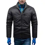 SRZYMJ Lederjacke Herren Schwarz Mantel Herren Lang Leder Bomberjacke Herren Mit Kapuze Regenjacke Dünn Herren Kapuzenshirt Herren Windjacke Herren Leicht Fahrrad 5XL Rave Outfit Herren