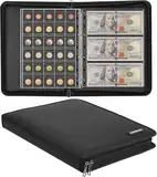Münzsammelbuchhalter für Sammler, 300 Taschen feuerfestes Münzsammelalbum & 36 Hülsen Geldaufbewahrungsbehälter für Münz-Währungssammelzubehör, Geldscheine, Pennies, Quarters, Briefmarken