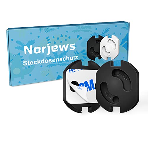 Norjews Steckdosen Kindersicherung [20 Stück] - Steckdosenschutz mit Drehmechanik, Kindersicherung für Steckdose, Steckdosensicherung für Babys und Kinder - Schwarz