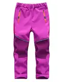 Echinodon Kinder Softshellhose Gefüttert Hose Wasserabweisend Winddicht Atmungsaktiv Jungen Mädchen Outdoor Wandern Freizeit Hose Herbst Winter Violett L