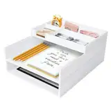 Dadabig A4 Schreibtisch Organizer, 3-Tier Stapelbar A4 Dokumentenablage Briefablage Organizer A4 Papierablage für Büro Schule Office(Weiß)