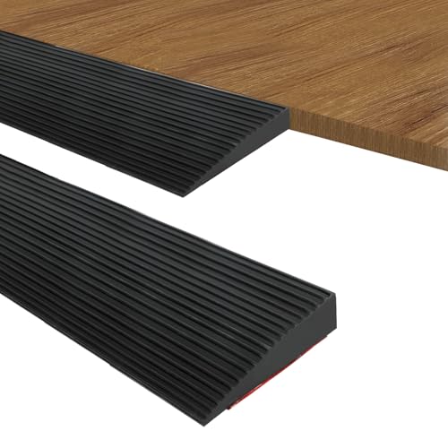 Türschwellenrampe, Rampe Saugroboter, Selbstklebende Schwellenrampe, Rampe Türschwelle, Gummi Türschwellen Leiste, für Rollstühle, Rollatoren, Elektroroller(Schwarz, 90x8x2cm)