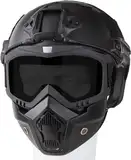 Airsoft Helm und Maske Schneller Base Jump Helm PJ Style Airsoft Helme Taktische Vollgesichtsmaske mit Abnehmbarer und Verstellbarer Brille