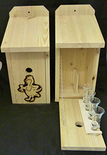 Vogelhaus Schnapsbar Garten Geschenk aus Holz mit gebranntem Motiv Zwitscher-Box