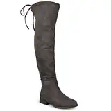 Journee Collection Damen-Stiefel, normale und breite Wade, Overknee, Wildlederimitat, Graue, breite Wade, 38.5 EU