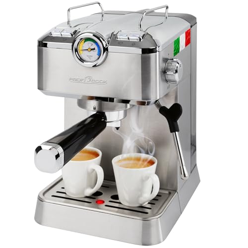 ProfiCook Espressomaschine | Espressoautomat inkl. Siebträger | italienische Profi-Espressopumpe 20 bar | für Kaffeepulver und Nespresso kompatible Kapseln | Kaffeemaschine Siebträger | PC ES 1267