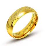 AURSTORE Schmuck „Herr der Ringe“-Ring aus Wolfram, 6 mm, Größe nach Wahl 56-68 mit Kette aus Stahl, 54 cm (GOLD, 62)