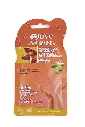 Ejove Handmaske mit Mandelextrakt | Spendet Feuchtigkeit, macht die Haut geschmeidig und pflegt sie | Für raue, trockene und rissige Hände