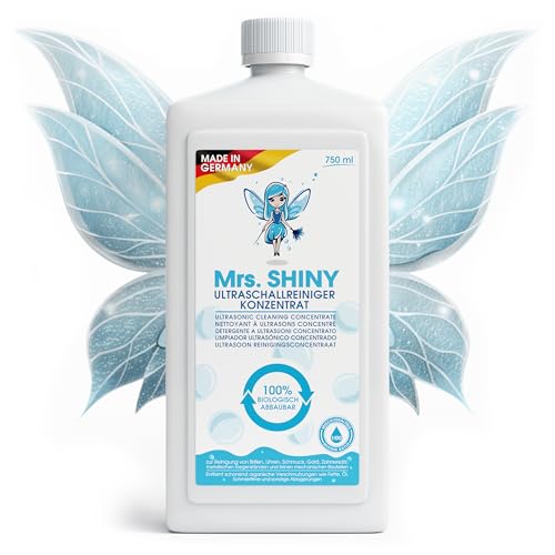 Mrs. SHINY - Ultraschallreiniger Konzentrat für Brillen, Schmuck, Gebiss und mehr - Für alle Ultraschallreinigungsgeräte - Ultrasonic Cleaner - 750 ml