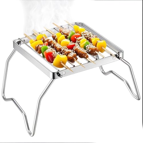 Grillrost Klappbar, Campinggrill, Tragbar Edelstahl Grillgitter Grillrost Klappbar Campinggrill, Leicht Zusammenklappbares Kochzubehör für Camping, Wandern, Picknick, Outdoor Grillfeste