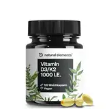 Vitamin D3 + K2 Softgel Kapseln – hochdosierte 1.000 I.E. Vitamin D3 und 20μg Vitamin K2 – 120 Kapseln – vegan, ohne unnötige Zusätze – in Deutschland produziert & laborgeprüft