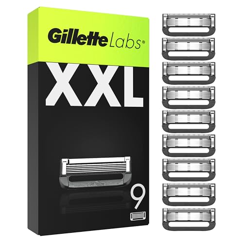 Gillette Labs Rasierklingen, 9 Ersatzklingen für Nassrasierer Herren und Heated Razor mit Reinigungs-Element