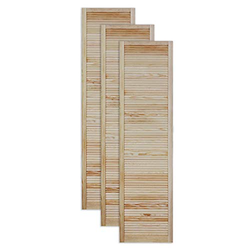 ben+camilla.com Lamellentür Holztür Natur 1980 x 494 x 21 mm mit geschlossenen Lamellen für Regale, Schränke, Möbel | Kiefer Holz unbehandelt | Dreier Paket 3-er Pack