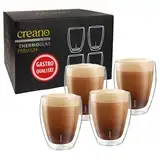 Creano PREMIUM doppelwandige Trinkgläser 400ml - 4er Set - Gastronomie Qualität - 100% Spülmaschinenfest - NEUHEIT 2024