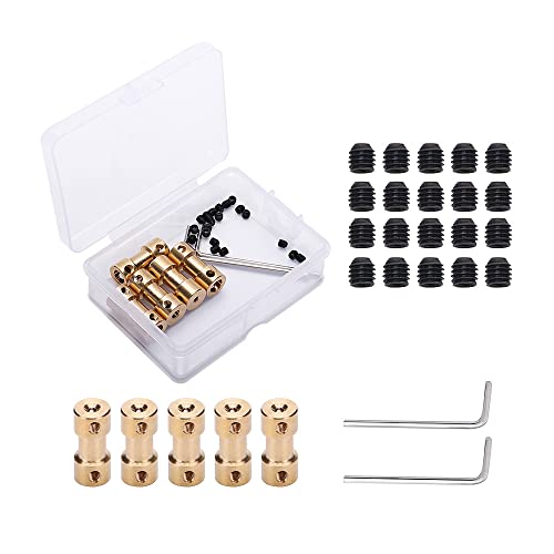 VooGenzek 5 Stück Messing Wellenkupplung, Wellenkupplung Wellenadapter, mit Schrauben und Schlüssel, für RC Flugzeug Bootsmotor, 2mm bis 2mm/3mm bis 4mm/3mm bis 5mm/4mm bis 5mm/5mm bis 5mm L20XD9