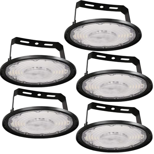 JBdusn LED UFO Hallenbeleuchtung 200W, 5pcs Hallenstrahler LED High Bay Light 6500K Kaltweiß mit Ständer, UFO Industrielampe Strahler Werkstattbeleuchtung für Werkstätten und Fabrikhallen