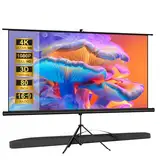 VISULAPEX 80" Leinwand Beamer mit Stativ 16:9 4K HD Projektor Leinwand 160°Betrachtungswinkel Einstellbar für Heimkino, Tagungsraum, Hochzeiten