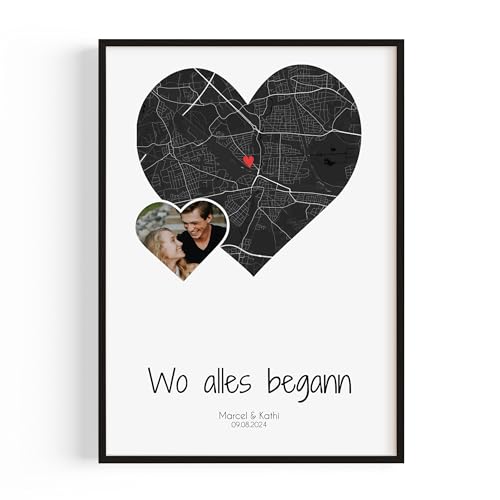 PULSE of HOME Wo alles begann Geschenk mit Foto Koordinaten Personalisierte Geschenke für Frauen Bild — Ideal als Jahrestag Geschenk für Ihn & Sie — Partner & Geschenk Freundin