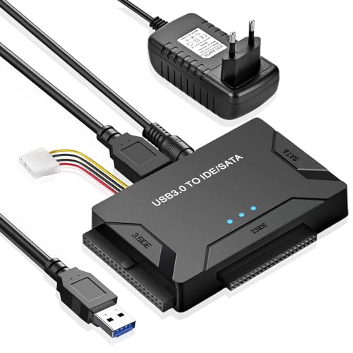 Amtake USB 3.0 zu IDE/SATA Festplatte Adapter Für 2,5 und 3,5-Zoll SATA/SSD, USB SATA Adapter Konverter,Unterstützt Mehrere Systeme Wie Windows 10/8/7/XP/Vista, Mac OS, Linux Usw(Mit 12V 2A Netzteil)