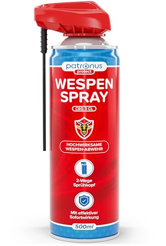 Patronus Wespen Spray CEG 3 CL 500ml - Wespenspray mit langem Sprührohr & Sofortwirkung - Abwehr-Mittel gegen Wespen & Wespennester - hochwirksamer Schutz - schnell & effektiv (PT19)