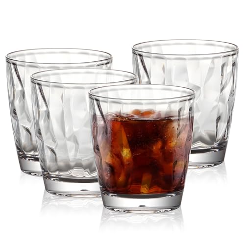 Topsky 284 ml Kunststoff Wasserbecher, 4 Stück, unzerbrechliche Trinkgläser aus Acryl, wiederverwendbare Weinbecher, geeignet für heiße und kalte Getränke, Spülmaschinenfest, stapelbar (Transparent)