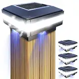 GEYUEYA Home Solar Pfostenkappen Licht, Solarlampe Außen Zaunpfosten Lampe Säulenlampe Landschaft IP65 Wasserdicht für hölzerne Pfosten, Plattform, Patio, Zaun beleuchtung(4 Stück)