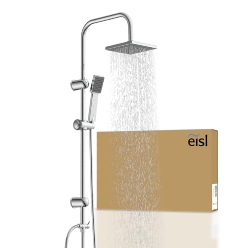 EISL EASY ENERGY Duschset, Duschsystem ohne Armatur 2 in 1 mit großer Regendusche (176 x 176 mm) und Handbrause, Regendusche ohne Armatur ideal zum Nachrüsten, komplettes Montageset DX12004-A