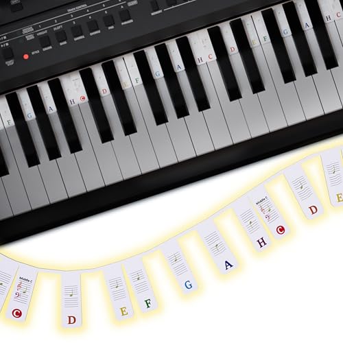 Belfort Klavier Noten Aufleger für Anfänger - bunt - Abnehmbare Silikon Klavier Tastenbeschriftung + eBook (keine Klavier Aufkleber nötig) Klavier Zubehör für 88 & 61-Tasten Piano/Keyboard