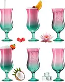 PLATINUX Cocktailgläser Rosa-Türkis Set 6 Stück Bunt 400ml (max. 470ml) Longdrinkgläser Partygläser Hurricanegläser Groß