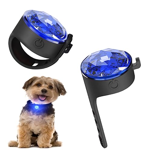 2 Stück Hunde Leuchtanhänger, Tubasion Premium 3 Modi LED Blinklicht Hund Silikonband, USB-C Wiederaufladba Hundegeschirr Leicht, IP65 wasserdichte Hundelicht(Blau)