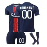 Trikot Kinder Personalisiert mit Namen FußBall Trikot 24/25 Fussball Trikot Kinder Set Herren, Fussballtrikot Kinder Jungen, Football T-Shirt, Shorts und Socken für Jungen Anzug