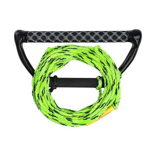 Mesle Kneeboard-Leine Hook Up 60' 3-Loop, mit Starthilfe-Hantel für Kneeboard, 3 Sektionen, Länge: 15,2-18,3 m, Eva-Griff, Lime-schwarz