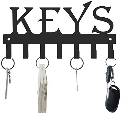 FairyCity Schlüsselhaken - Vintage Metall Schlüsselhalter mit 7 Haken - Dekoratives Wohnaccessoire - Schwarz