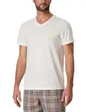 Schiesser Herren Schlafshirt Kurzarm V-Ausschnitt-Mix + Relax Pyjamaoberteil, Off-White_181185, 52