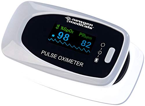 newgen medicals Sauerstoffmessgerät: Medizinischer Finger-Pulsoximeter m. LCD-Farbdisplay, hohe Genauigkeit (Sauerstoffmessgerät Finger, Sauerstoff Messer, Sauerstoffsättigungsgerät)