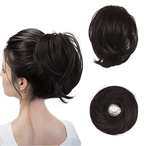 BARSDAR Haarteil Hair Extensions Haarknoten-Pferdeschwanz-Verlängerung,Gerades synthetisches Haarteil, kurzes Pferdeschwanz-Brötchen, Haarschmuck einfach Scrunchie für Frauen 6# Dunkelbraun