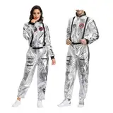 Generisch Astronaut Kostüm, Astronaut Kostüm Damen Herren Space Kostüm Weltall Kostüm Overall Outfit Faschingskostüme Silber Astronauten Kostüm Raumfahrer Kostüm Für Karneval Halloween