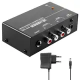 Phono Vorverstärker Plattenspieler, Vorverstärker mit MM Abtast Systemen Verstärker Stereo mit Pegel, RCA Input & Output, Phono Preamp für Plattenspieler mit 12 Volt DC Adapte