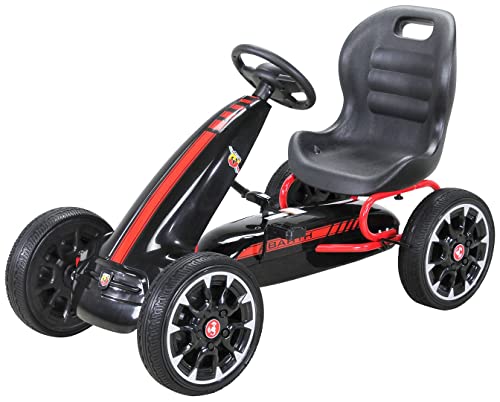 Actionbikes Motors GoKart Abarth FS595 | Kettcar - Go Kart - Tretauto mit Handbremse - Geschlossener Kettenkasten - Sitz für 1 Person - Eva-Vollgummireifen - Kinderfahrzeug - Von 4-10 Jahre (Schwarz)