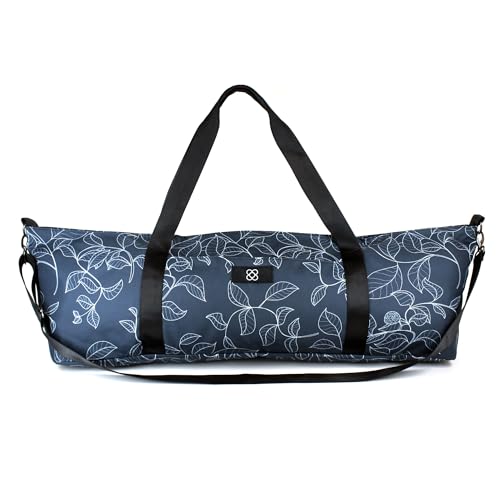 DOJA Barcelona | Yogatasche | Mit Blauem Blattdruck | 85.5 x 16.5 x 24.5 cm | Polyester | Yoga Rucksack | Yogamattentasche | Yoga Zubehör | Taschen für Sport, Gym, Fitness, Pilates, mit Fächern