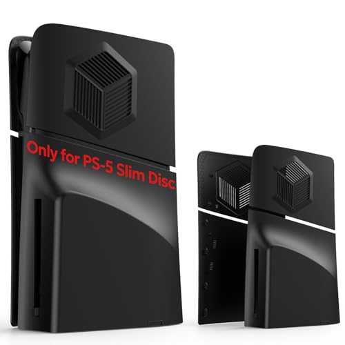 PS-5 Slim Cover separat für die Disc Edition, innoAura PS-5 Slim Faceplate separat mit Kühlöffnungen, Kratzfeste staubdichte schützende PS-5 Slim Platten für die Separate PS-5 Slim (Schwarz)