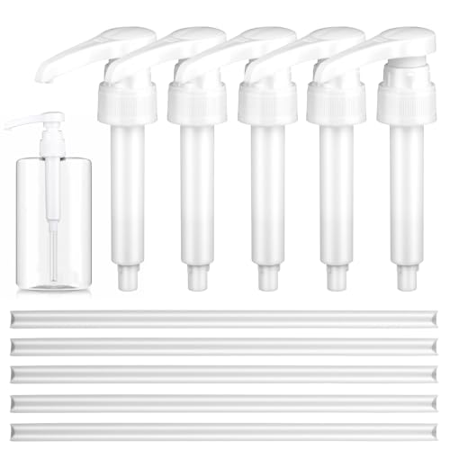 VMUTGA 5 Stück Dosierpumpe Pumpe, 5ml Dosierpumpe Sirup Pumpspender Sirupspender Dosierspender Wiederverwendbar Pumpaufsatz Sirup Pumpe Spender für 500ml/1000ml und 28/410 Gewindebehälter Flaschen