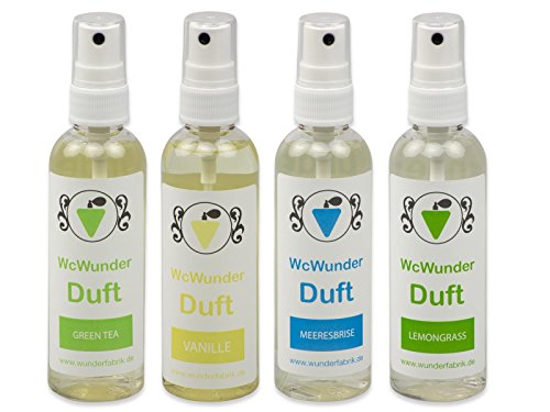 WcWunder WC Pure Toilettenduft, Toilettenparfüm, Geruchsblocker PET-Flasche (gemischt, 4 x 100ml)